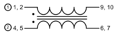 Schematic: SMD Common Mode Line Filter FC-SLF1410 –Series