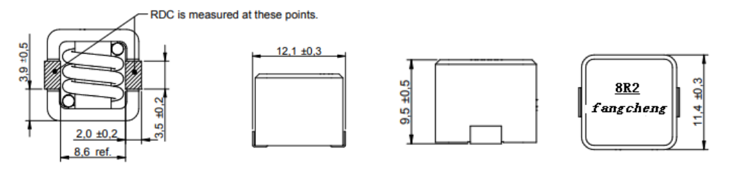 Dimensions:mm SMD High Current cube power Inductor FC-HCL1210A/B –Series