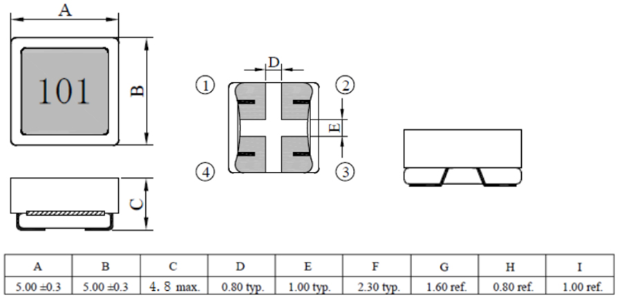 Dimensions:mm SMD Common Mode Line Filter FC-SLF0504 –Series