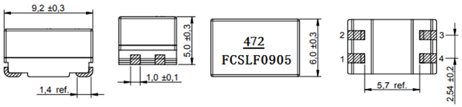 Dimensions:mm SMD Common Mode Line Filter FC-SLF0905 –Series