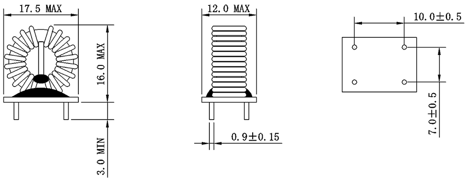 Dimensions:mm Common Mode Choke FC-SLF1308-251-LF