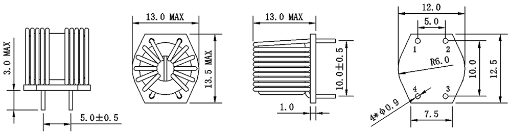 Dimensions:mm Common Mode Choke FC-DLF1212-102-LF