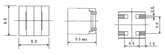 1.Dimensions(mm) Power Inductors For Digital Amplifier DEP0809-SERIES