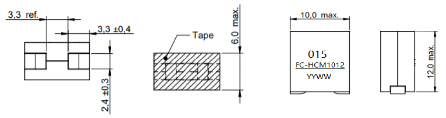 Dimensions:mm SMD High Current Flat wire power Inductor FC-HCM1012 –Series