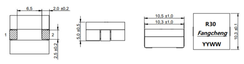Dimensions:mm SMD High Current Flat wire power Inductor FC-HCM1052 –Series