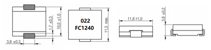 Dimensions:mm MD High Current Flat wire power Inductor FC-HCM1240 –Series