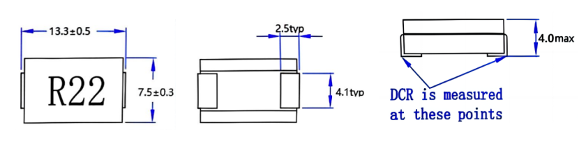 Dimensions:mm SMD High Current Flat wire power Inductor FC-HCM1340-Series