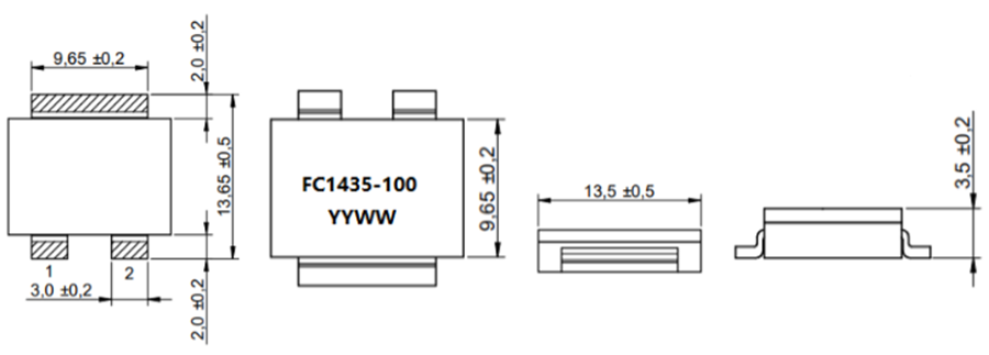 Dimensions:mm SMD High Current Flat wire power Inductor FC-HCM1435 –Series