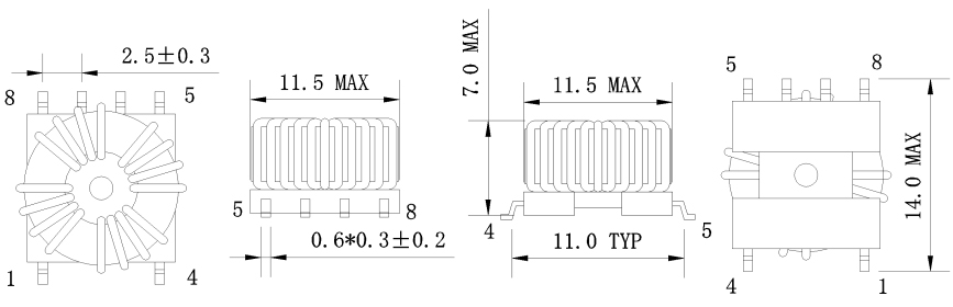 1. Dimensions:mm SMD Drive Transformers FC-STR107-110T-1