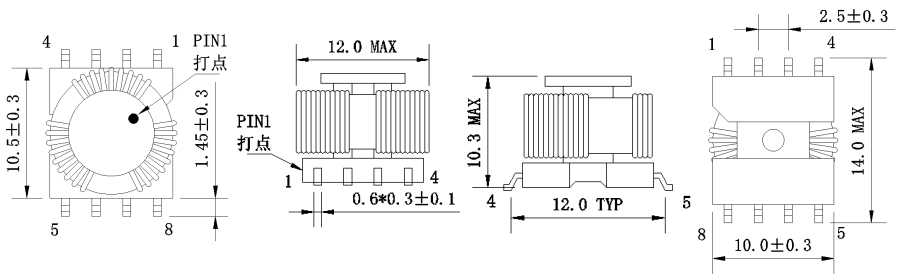 1. Dimensions:mm SMD Drive Transformers FC-STR1010-131T-1