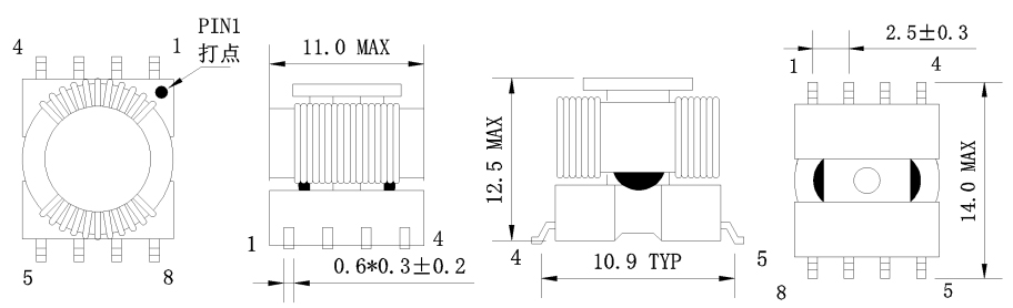 1. Dimensions:mm SMD Drive Transformers FC-STR1010-330T-1