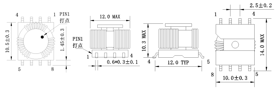 1. Dimensions:mm SMD Drive Transformers FC-STR1010-950T-1