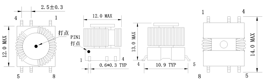 1. Dimensions:mm SMD Drive Transformers FC-STR1011-500T-1