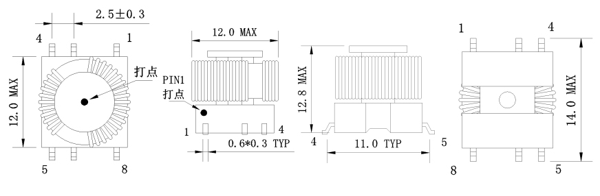 1. Dimensions:mm SMD Drive Transformers FC-STR1011-630T-1