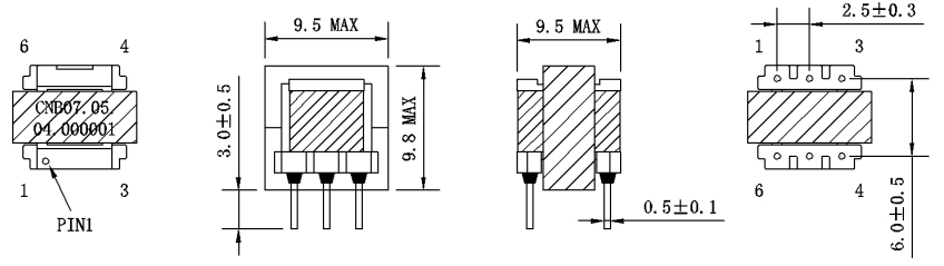 1. Dimensions:mm SMD Drive Transformers FC-DT8010-101-T