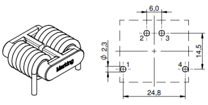 3.LAYOUT RECOMMENDATION:(mm) FC-LCL 2208-121-25A Common Mode Line Filter