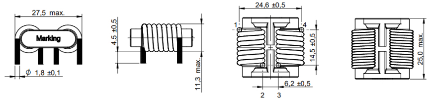 1. Dimensions:mm FC-LCL 2208-151-20A Common Mode Line Filter