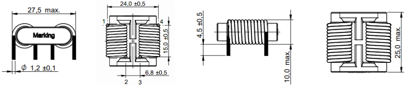 1. Dimensions:mm FC-LCL 2208-331-13A Common Mode Line Filter
