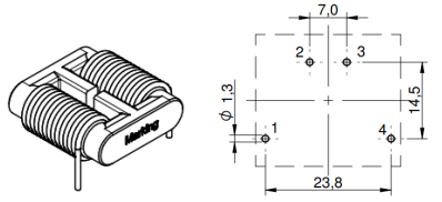 3.LAYOUT RECOMMENDATION:(mm) FC-LCL 2208-451-10A Common Mode Line Filter