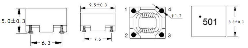 1. Dimensions:mm SMD Common Mode Line Filter FC-SLF1050 –Series