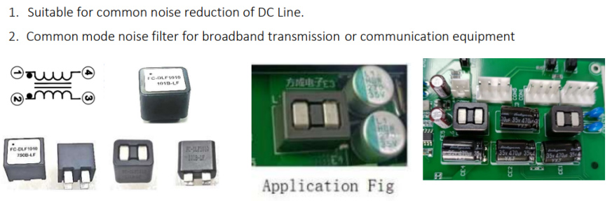Application High Current Power Line Common Mode Choke FC-DLF2218-2R5-100A-LF